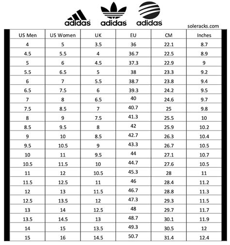 adidas shoe size chart